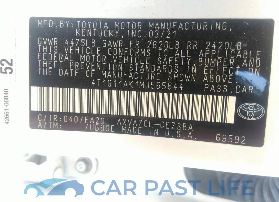 4T1G11AK1MU565644# 9