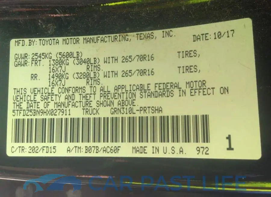 5TFDZ5BN9HX027911# 9