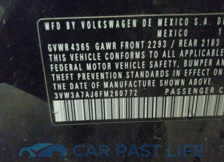 3VW3A7AJ6FM260772# 9