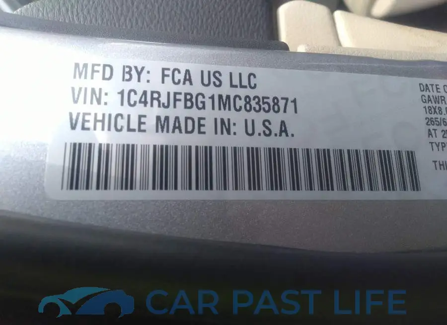 1C4RJFBG1MC835871# 9