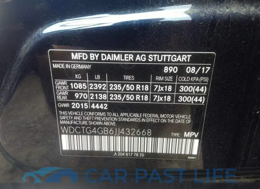 WDCTG4GB6JJ432668# 9