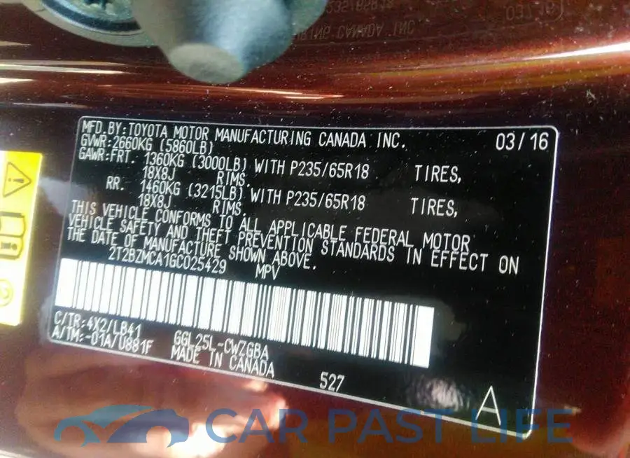2T2BZMCA1GC025429# 9