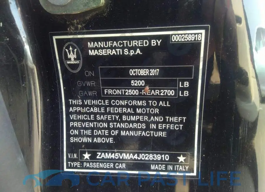 ZAM45VMA4J0283910# 9