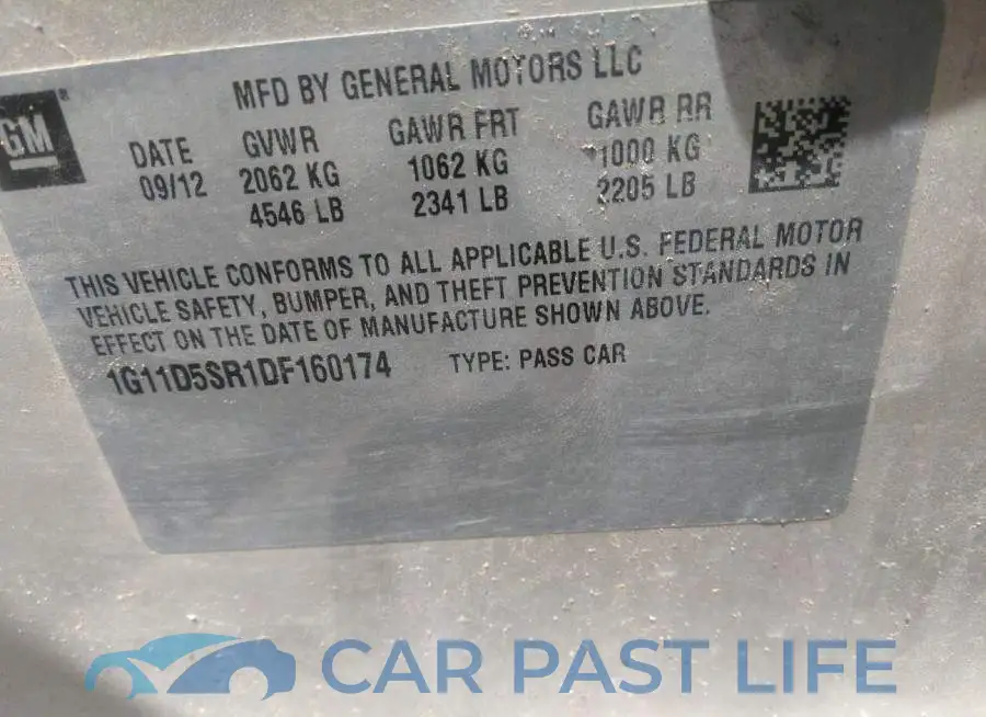1G11D5SR1DF160174# 9
