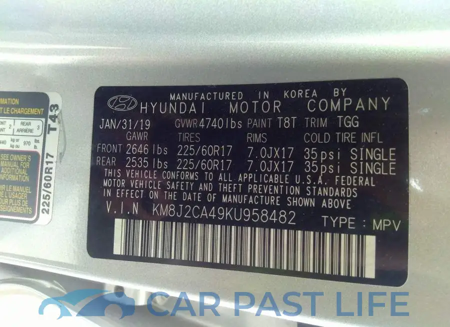 KM8J2CA49KU958482# 9