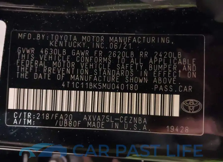 4T1C11BK5MU040180# 9