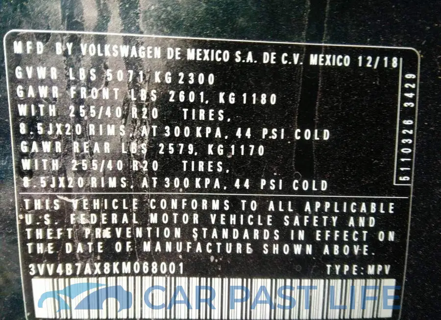 3VV4B7AX8KM068001# 9