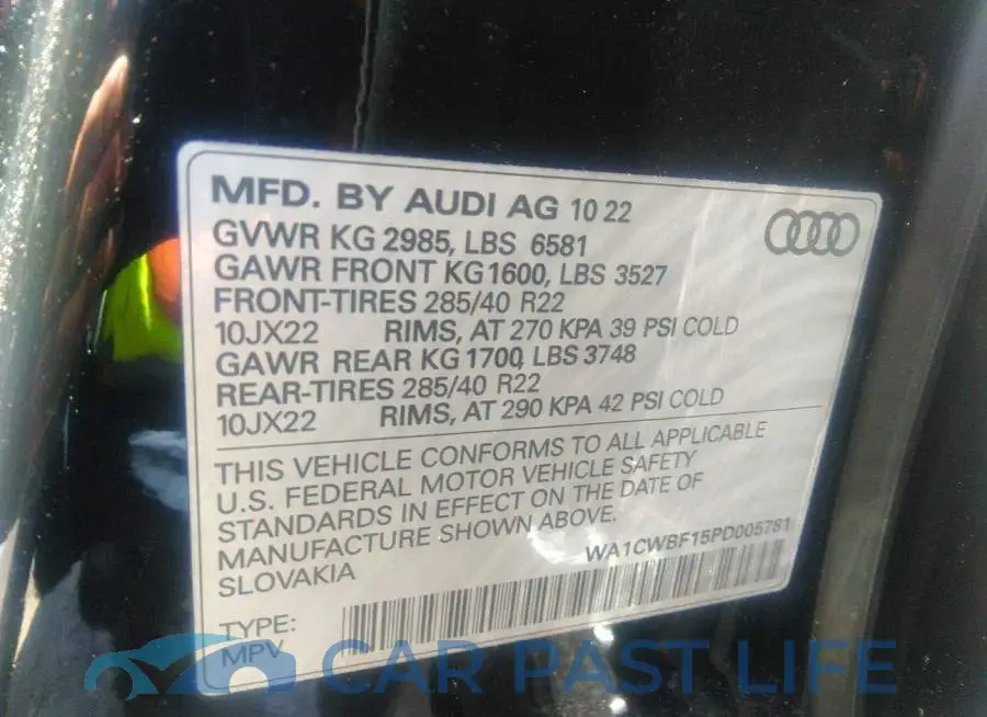 WA1CWBF15PD005781# 9