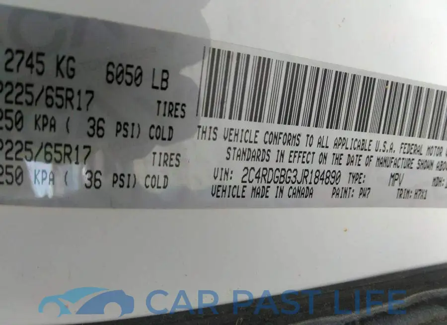 2C4RDGBG3JR184890# 9