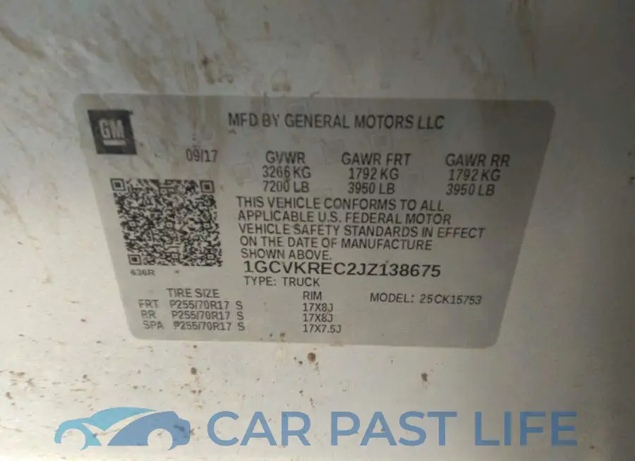1GCVKREC2JZ138675# 9