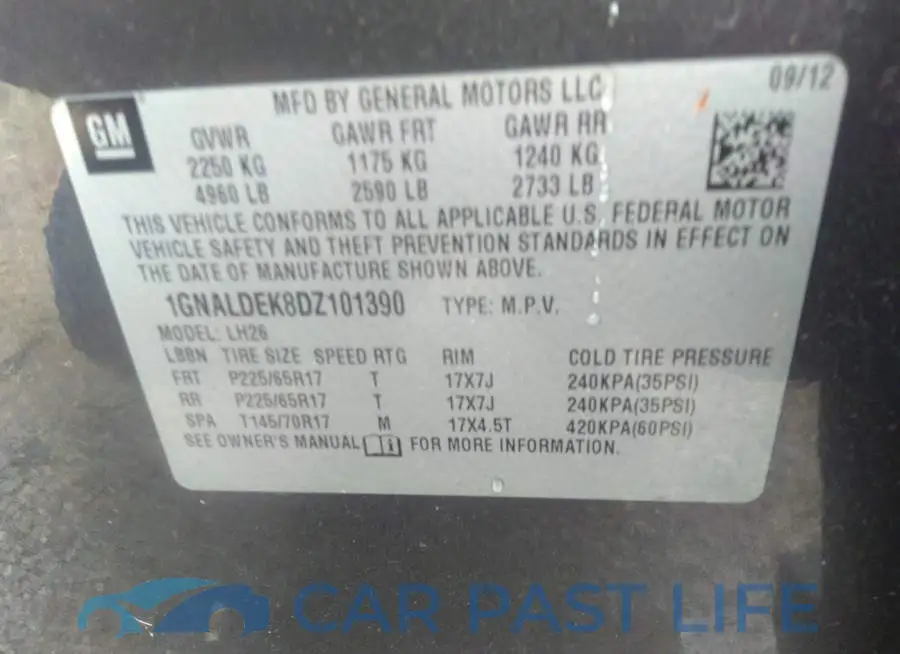 1GNALDEK8DZ101390# 9