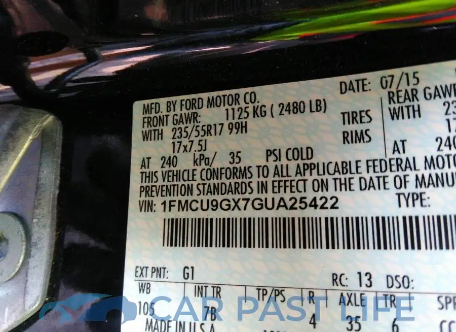 1FMCU9GX7GUA25422# 9