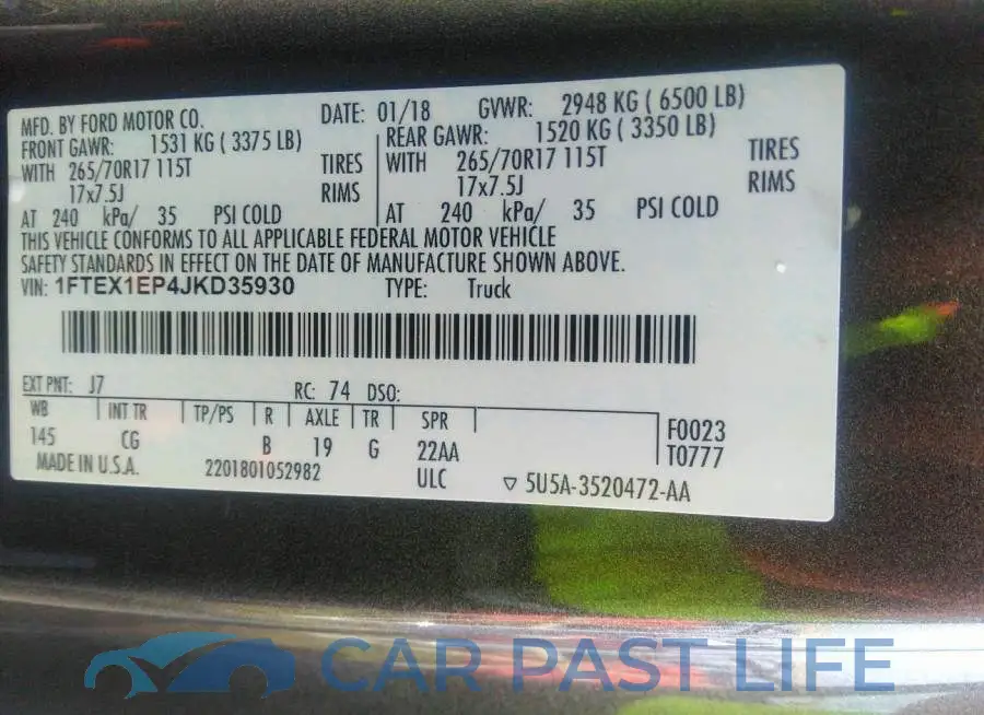 1FTEX1EP4JKD35930# 9