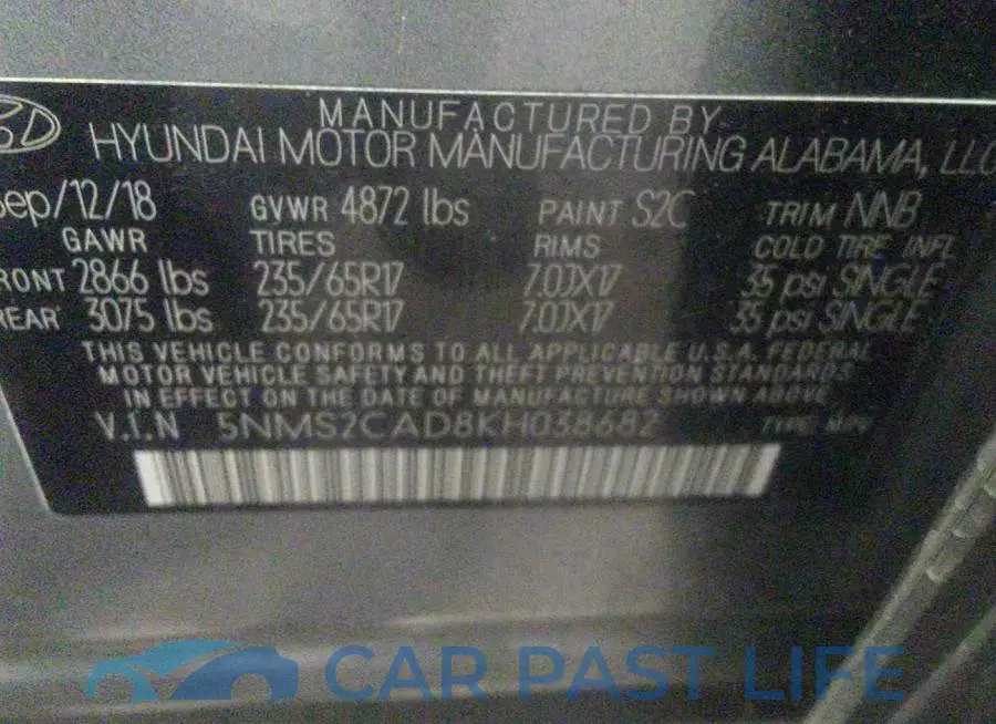 5NMS2CAD8KH038682# 9