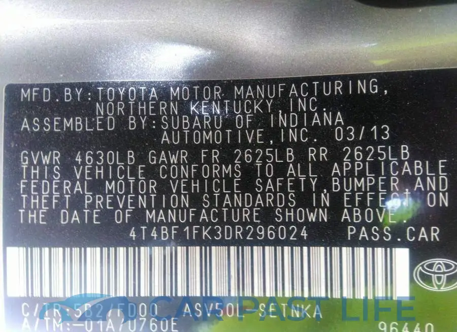 4T4BF1FK3DR296024# 9