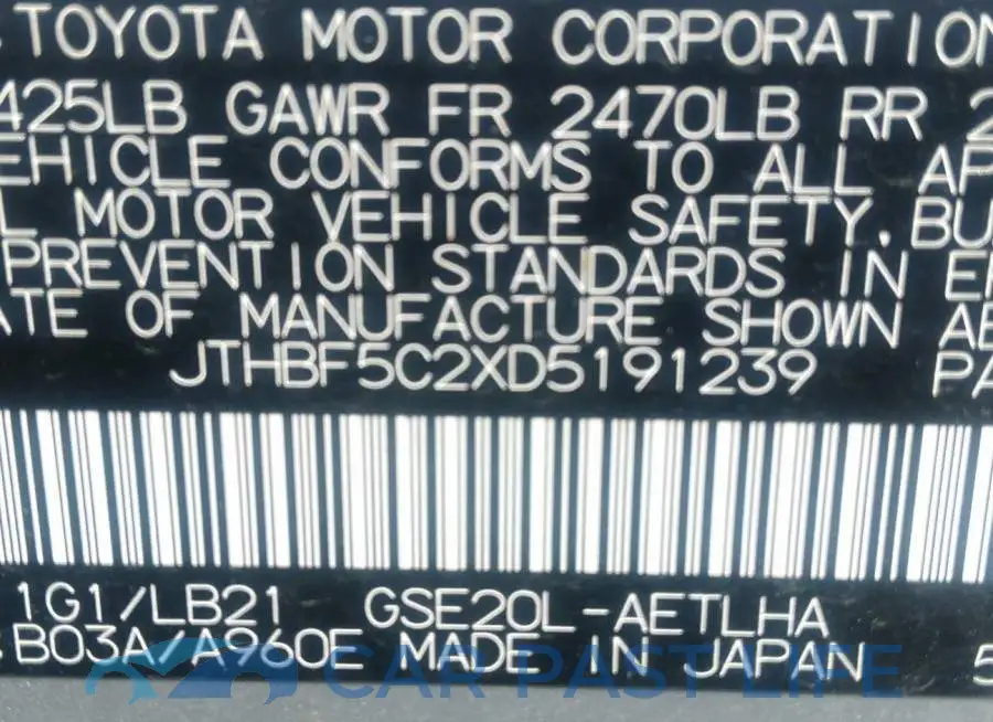 JTHBF5C2XD5191239# 9
