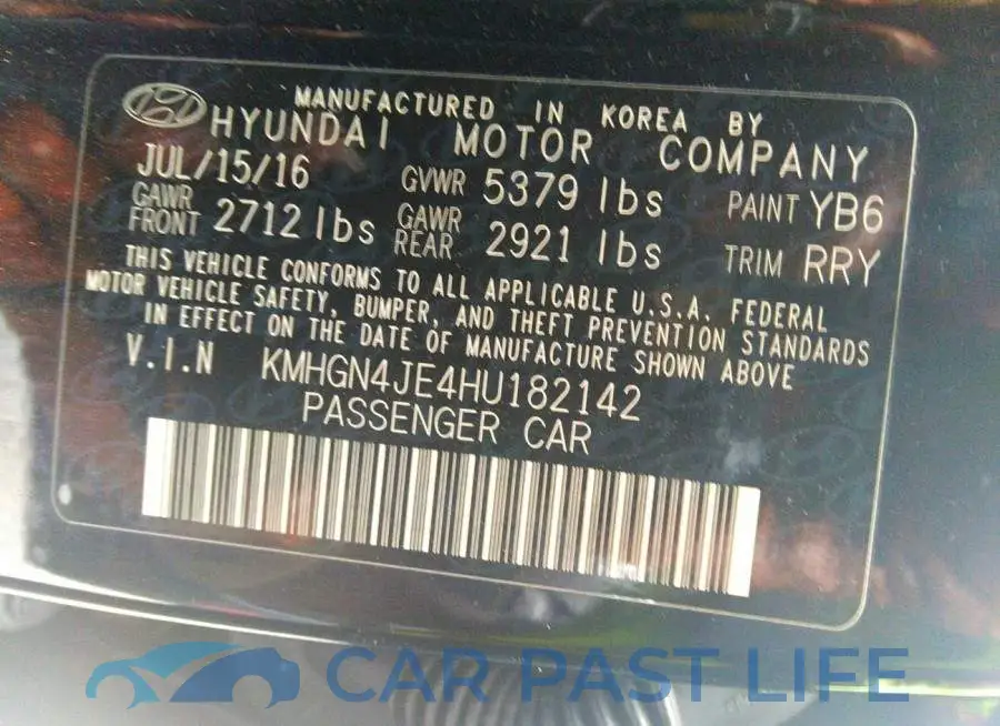 KMHGN4JE4HU182142# 9