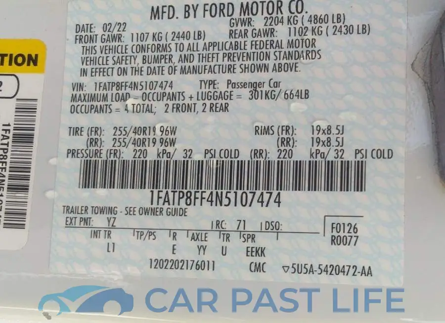 1FATP8FF4N5107474# 9