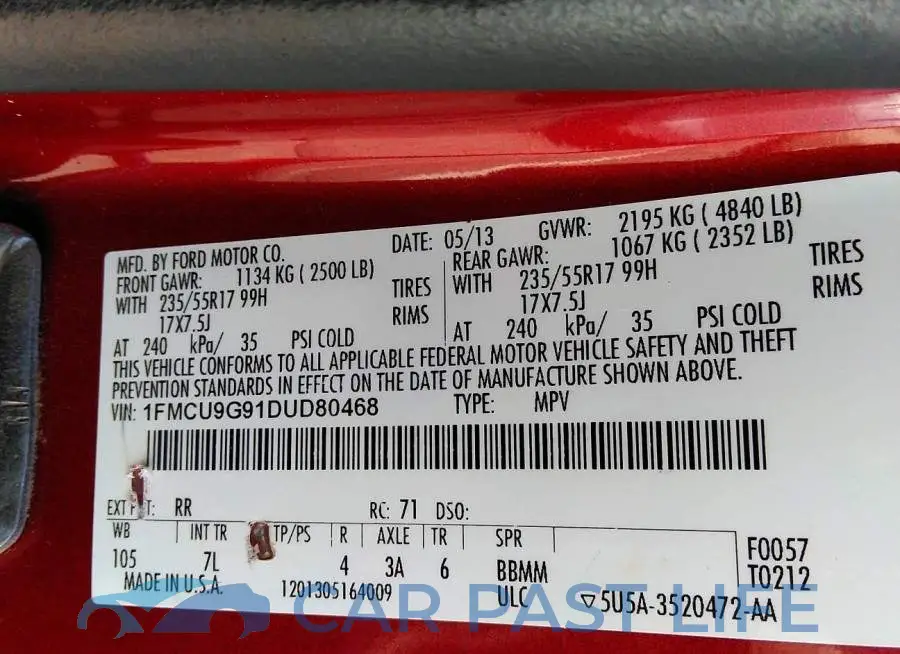 1FMCU9G91DUD80468# 9