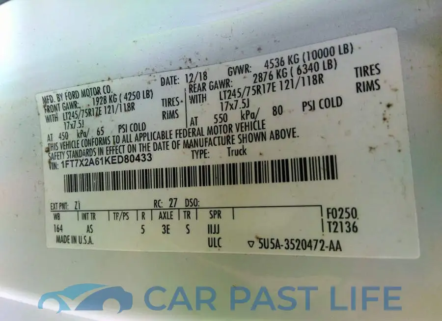 1FT7X2A61KED80433# 9