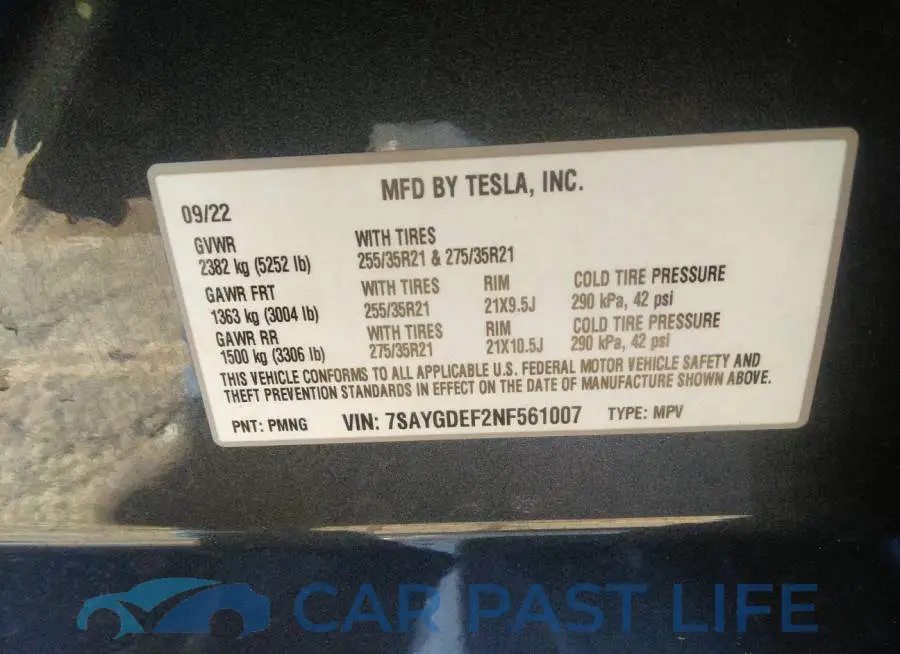 7SAYGDEF2NF561007# 9