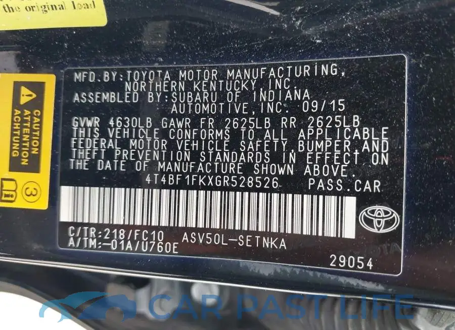 4T4BF1FKXGR528526# 9