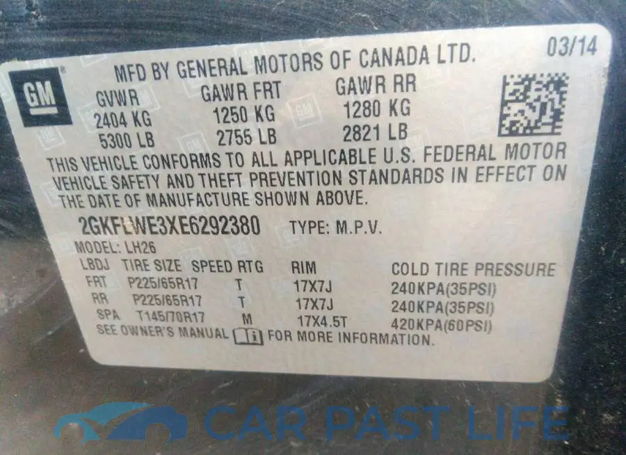 2GKFLWE3XE6292380# 9