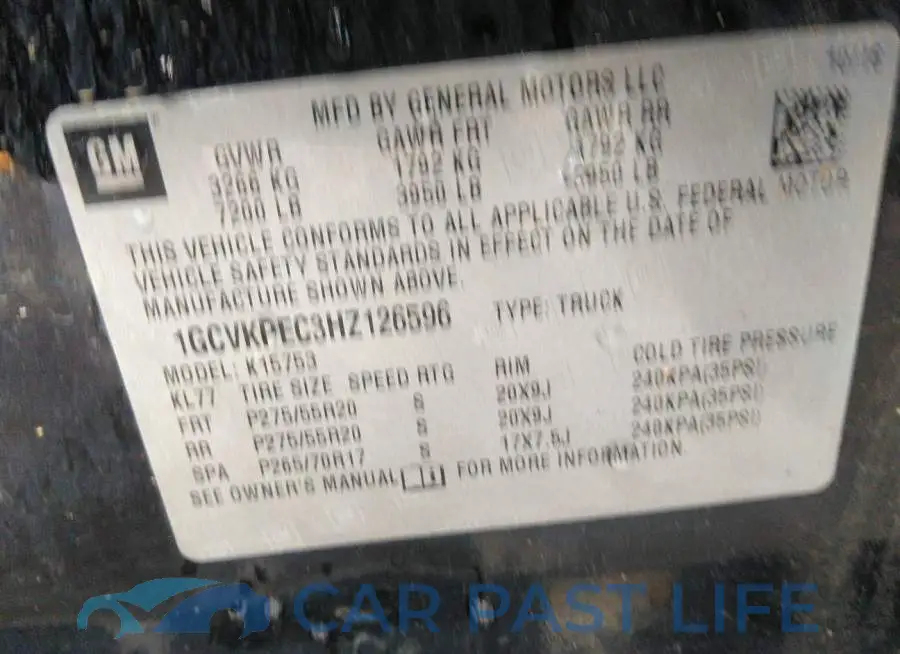 1GCVKPEC3HZ126596# 9