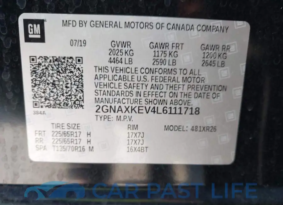 2GNAXKEV4L6111718# 9
