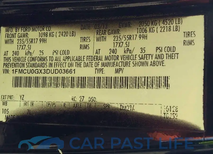 1FMCU0GX3DUD03661# 9