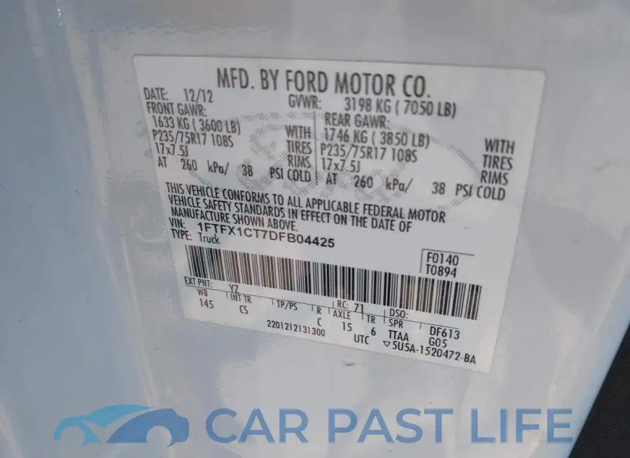 1FTFX1CT7DFB04425# 9