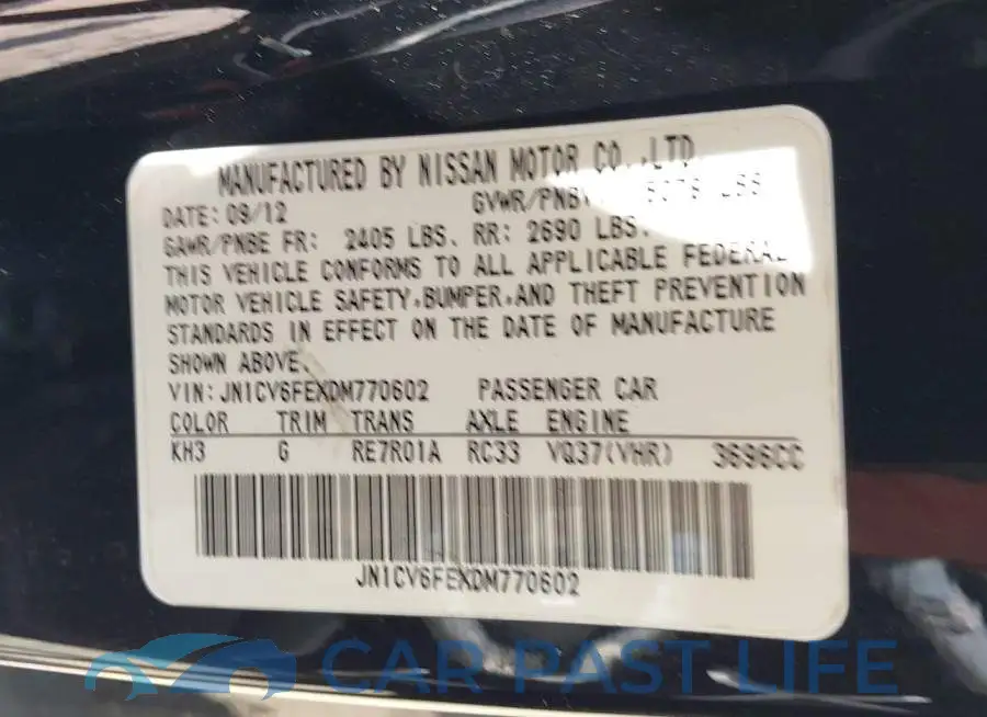 JN1CV6FEXDM770602# 9