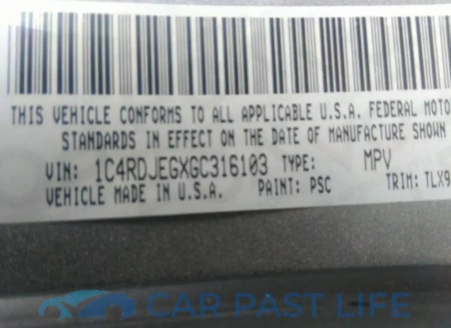 1C4RDJEGXGC316103# 9