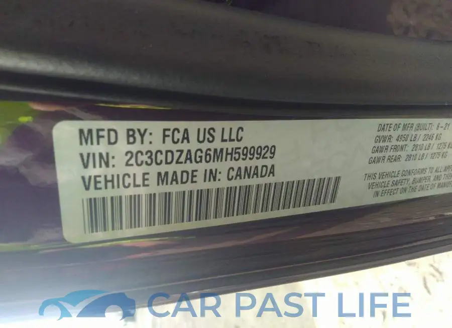 2C3CDZAG6MH599929# 9