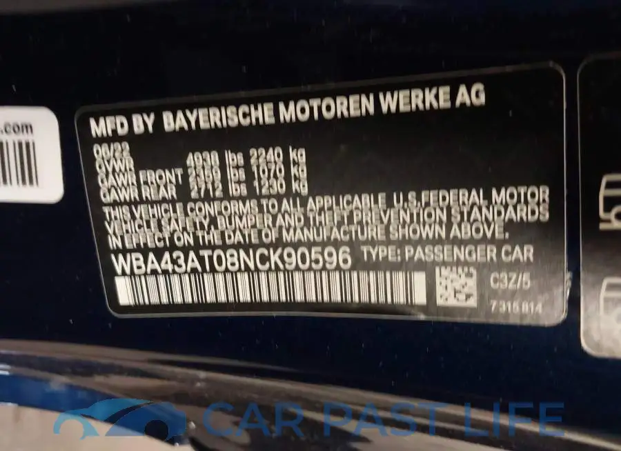 WBA43AT08NCK90596# 9