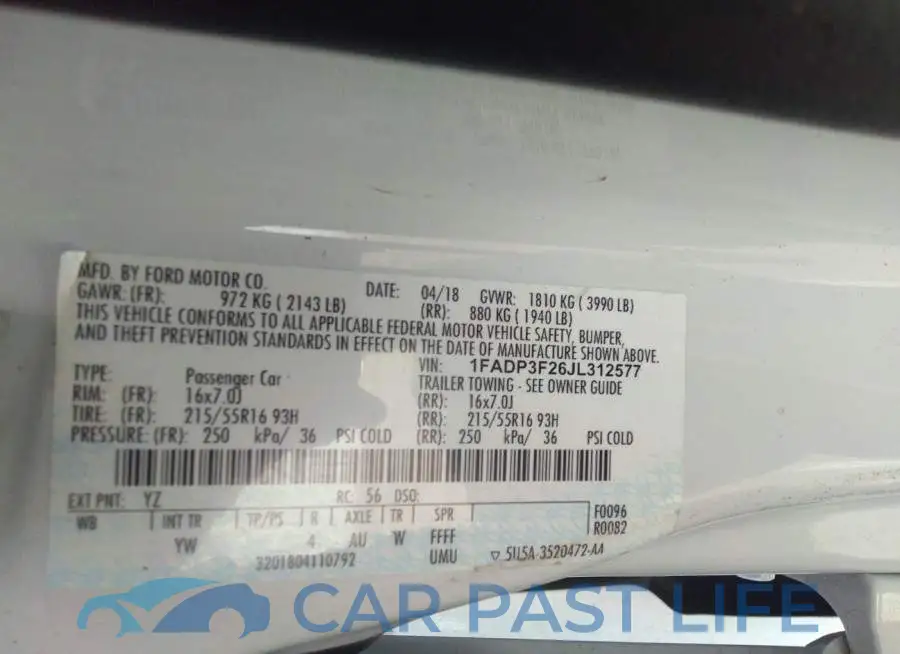 1FADP3F26JL312577# 9