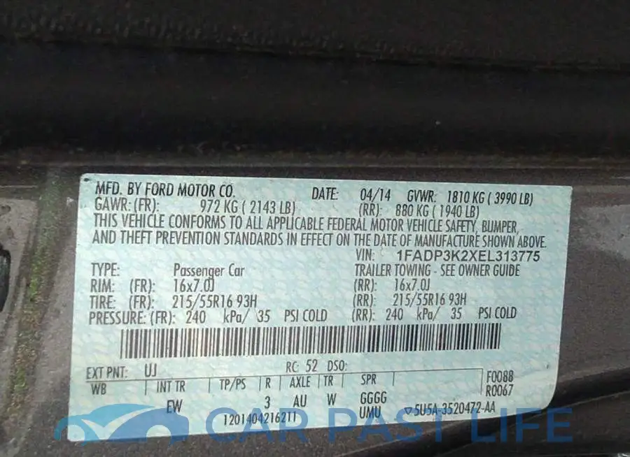 1FADP3K2XEL313775# 9