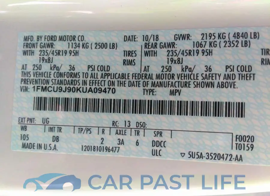 1FMCU9J90KUA09470# 9