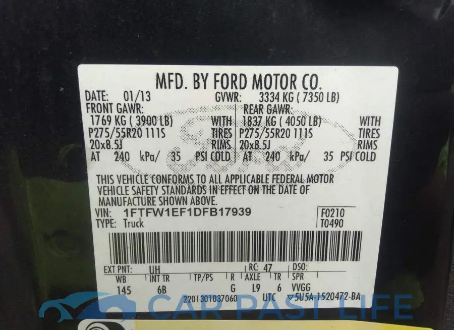 1FTFW1EF1DFB17939# 9