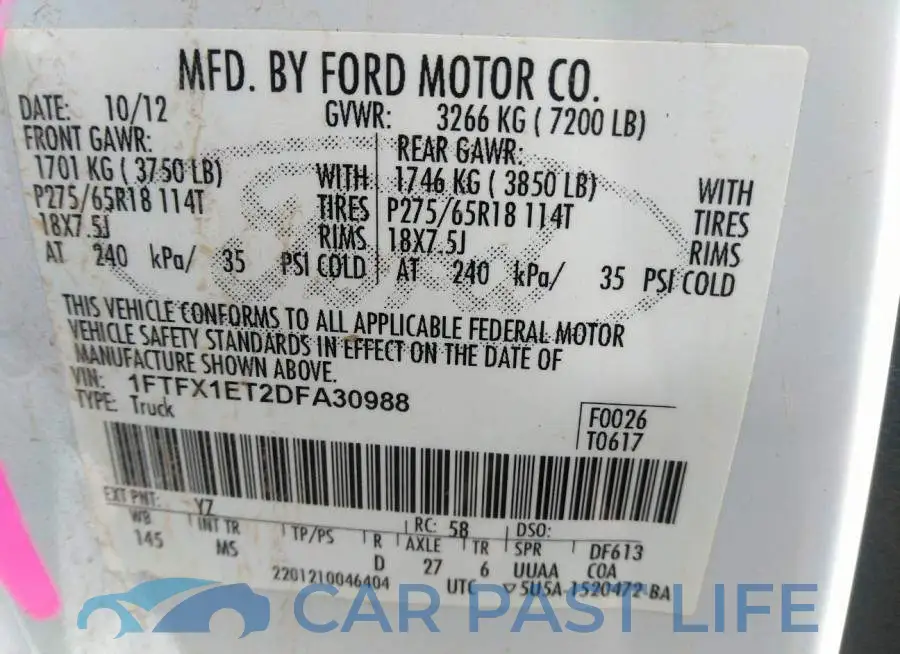 1FTFX1ET2DFA30988# 9