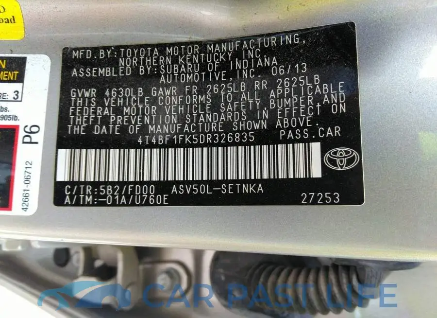 4T4BF1FK5DR326835# 9