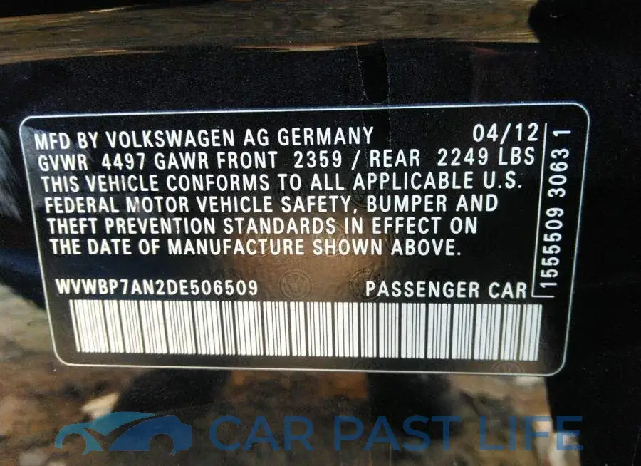 WVWBP7AN2DE506509# 9
