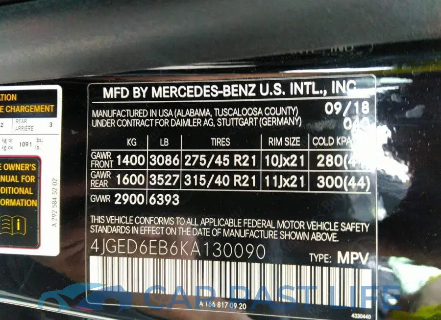 4JGED6EB6KA130090# 9