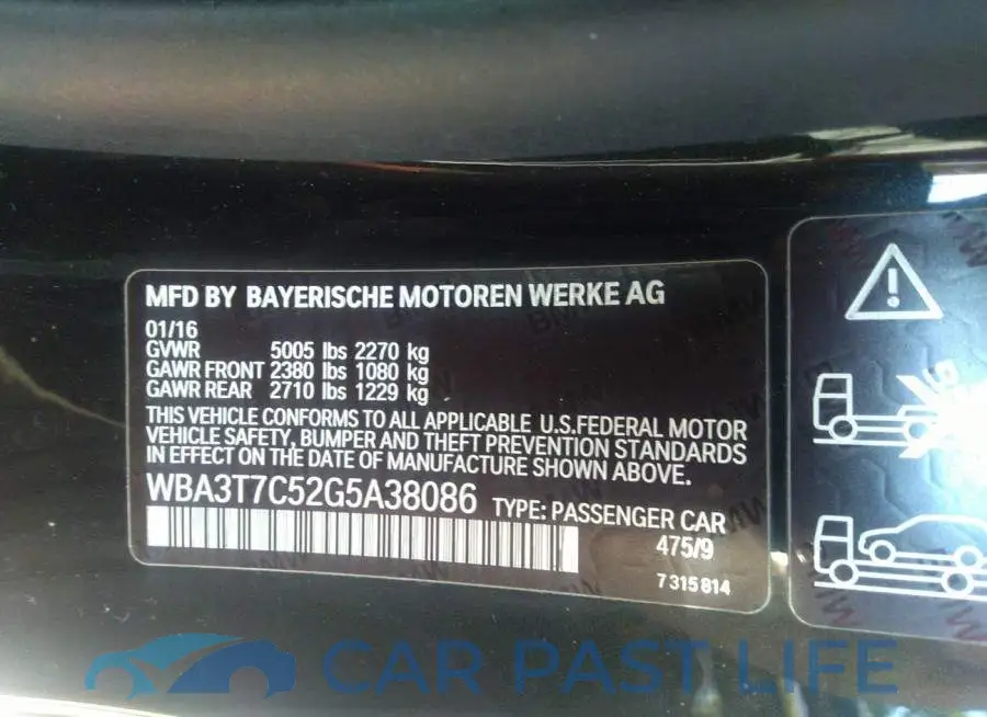WBA3T7C52G5A38086# 9