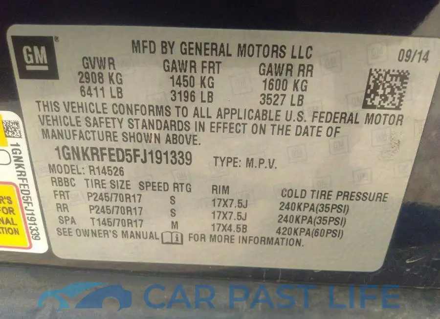 1GNKRFED5FJ191339# 9