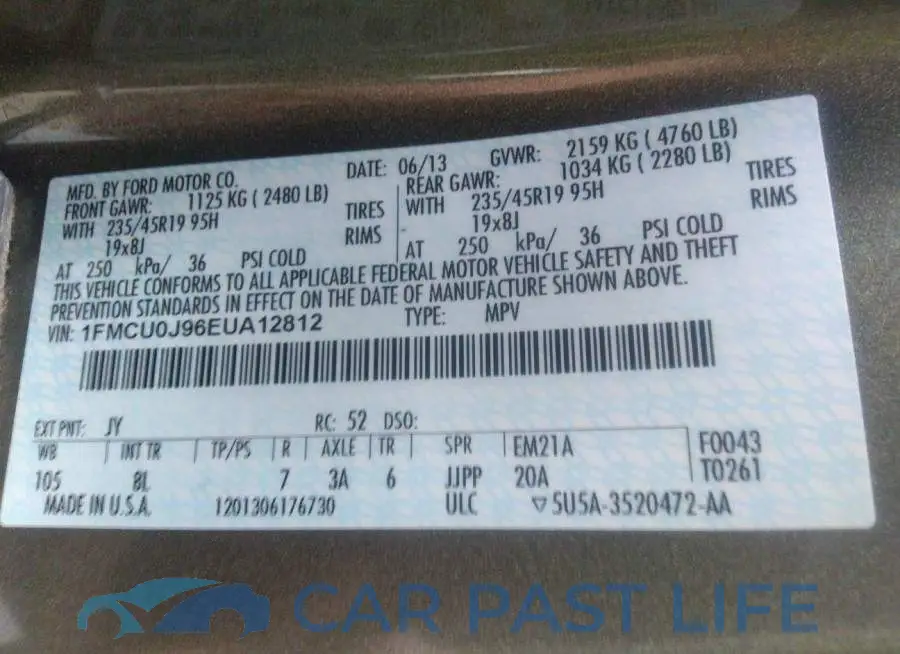 1FMCU0J96EUA12812# 9