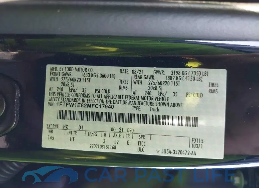 1FTFW1E82MFC17940# 9
