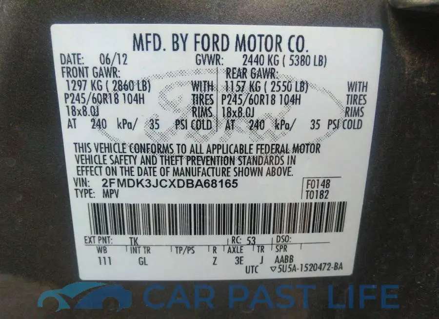 2FMDK3JCXDBA68165# 9