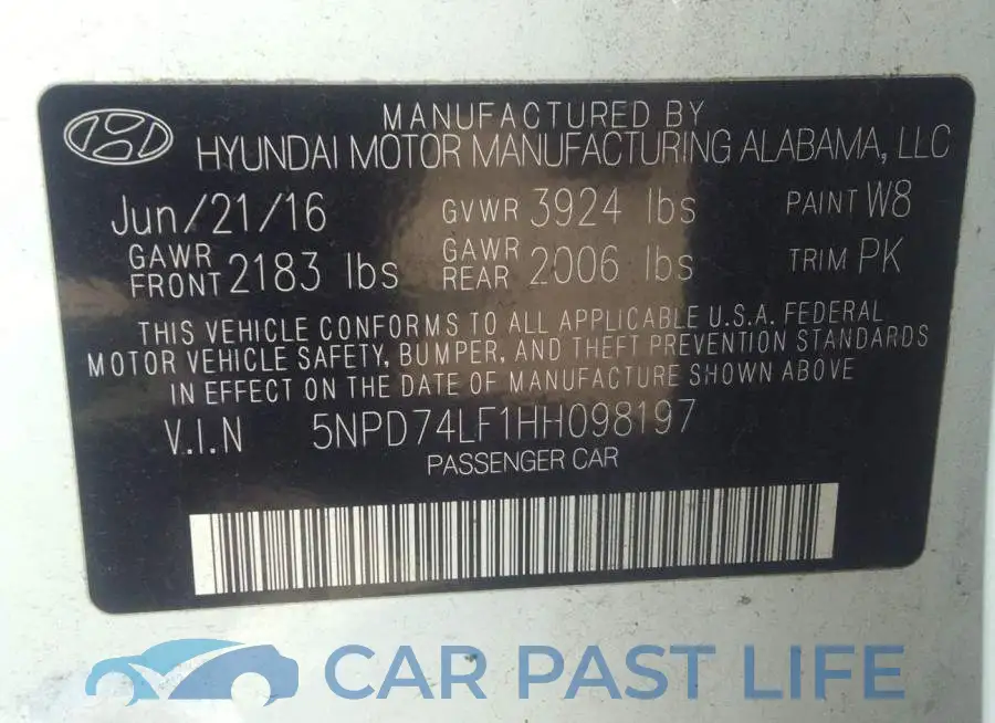 5NPD74LF1HH098197# 9
