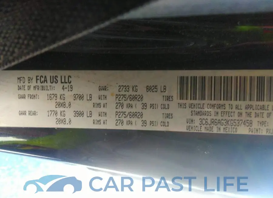 3C6JR6AG3KG537458# 9